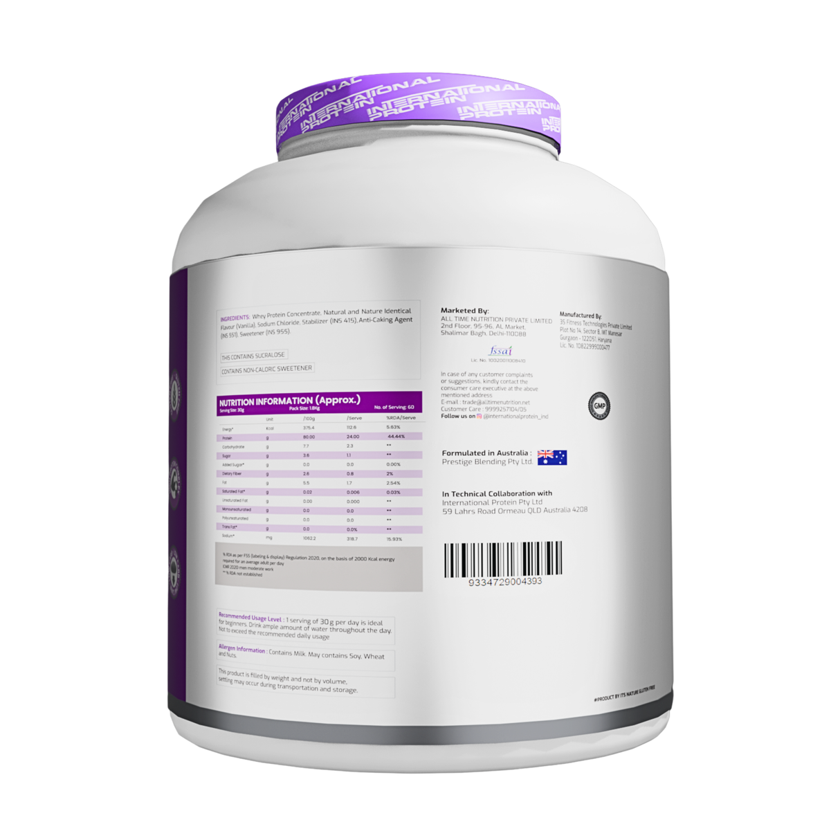 International Protein Prime Whey Protein Powder | 24g Protein | 1.8kg (60 Servings)