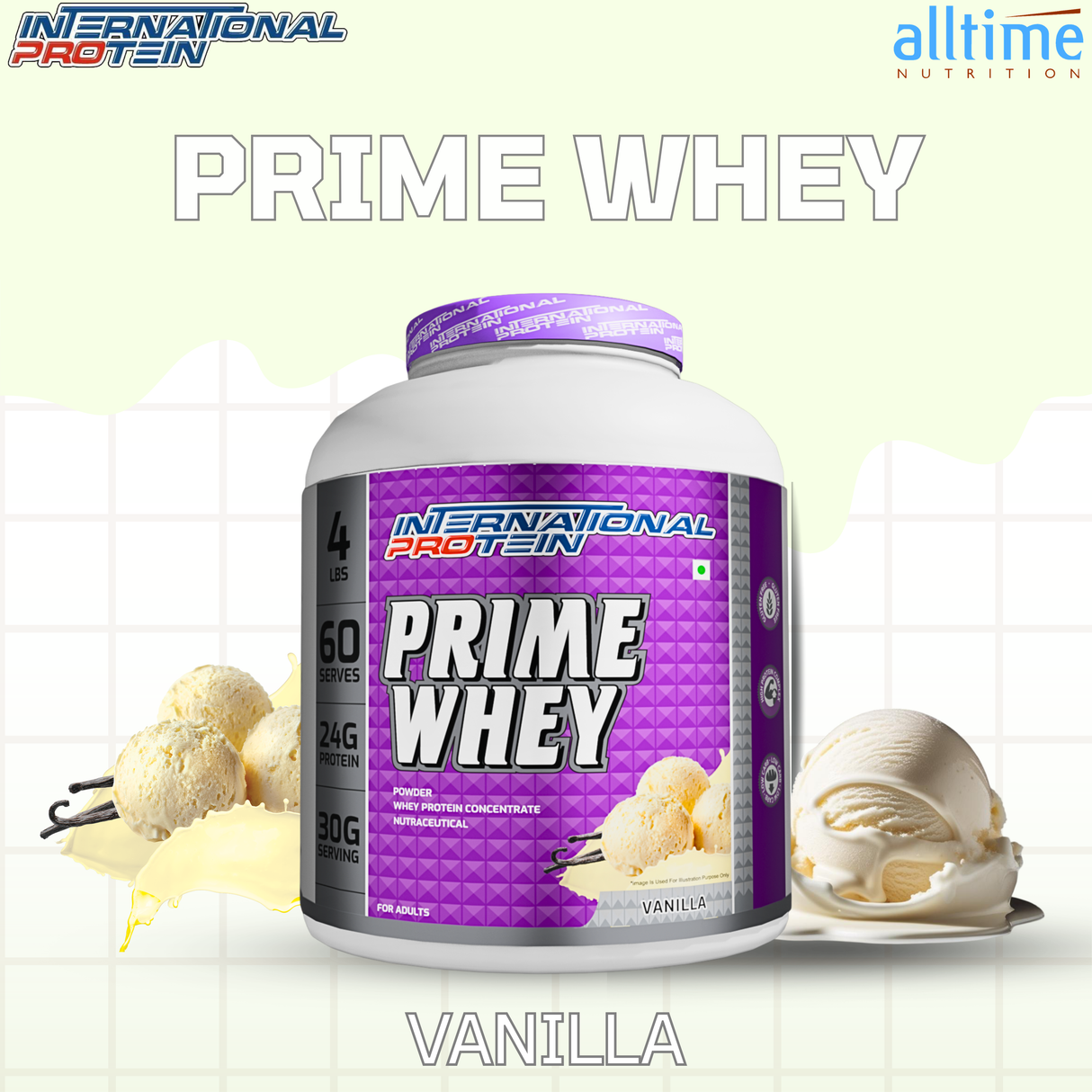 International Protein Prime Whey Protein Powder | 24g Protein | 1.8kg (60 Servings)