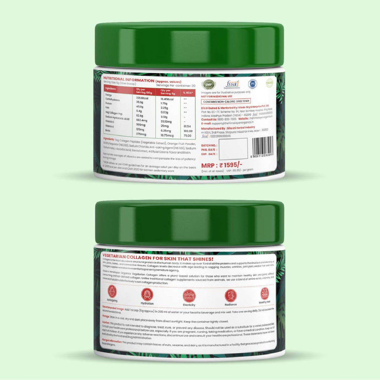Vlado's Himalayan Organics, Vegan Collagen with Biotin, Vitamin C & E - 100g