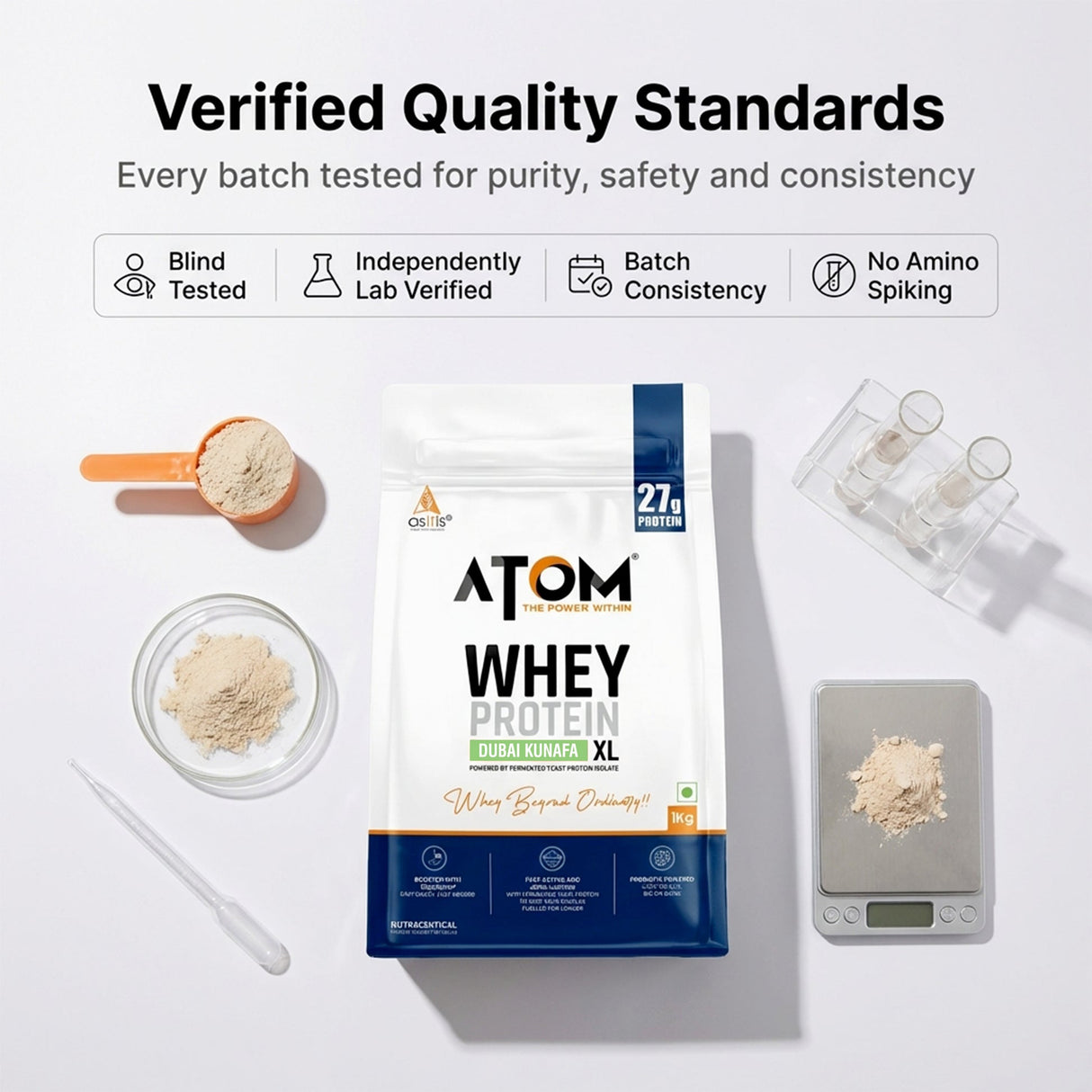 AS-IT-IS ATOM Whey Protein XL 1kg | Whey Protein with DigeZyme® & Fermented Yeast Protein
