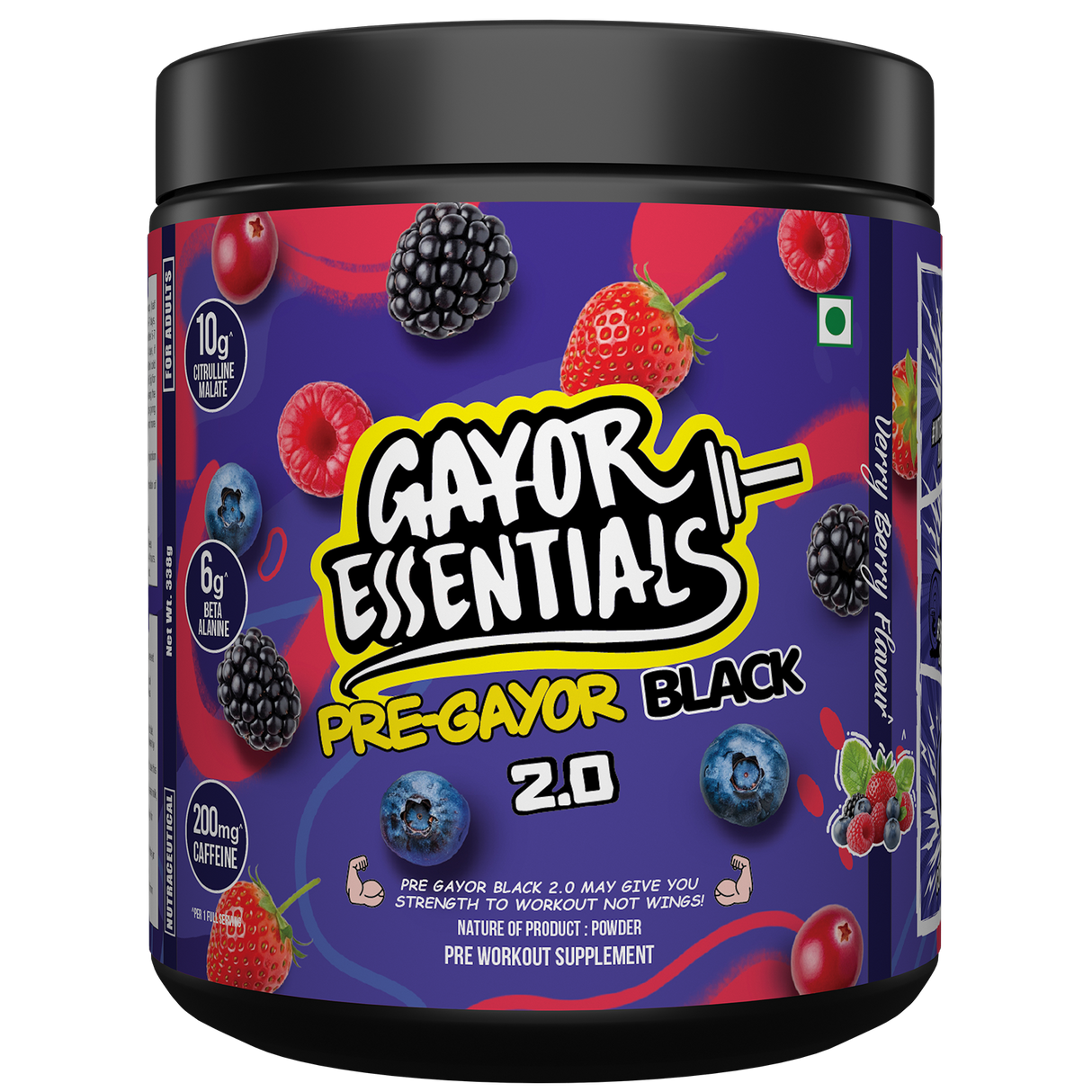 Gayor Essentials Pre Gayor Black 2.0 Pre-Workout Powder 338g | 200mg Caffeine