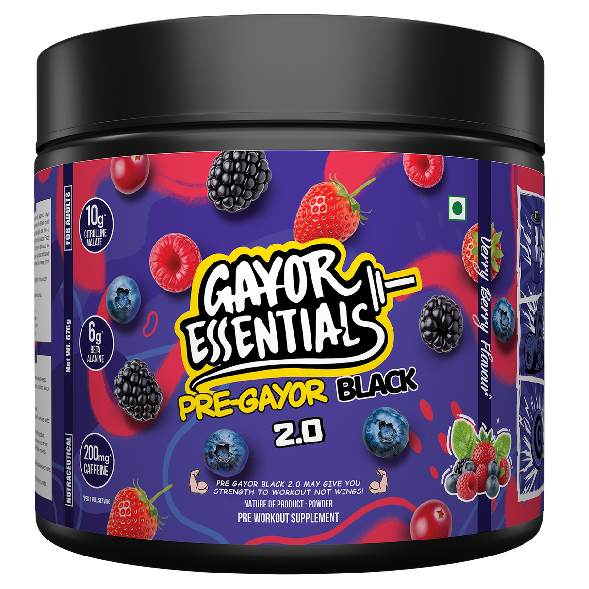 Gayor Essentials Pre Gayor Black 2.0 Pre-Workout Powder 676g | 200mg Caffeine