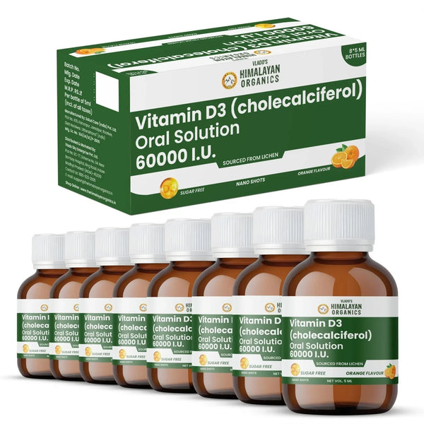 Vlado's Himalayan Organics, Vitamin D3 60000 IU Shots, 5ml Each - Pack of 8