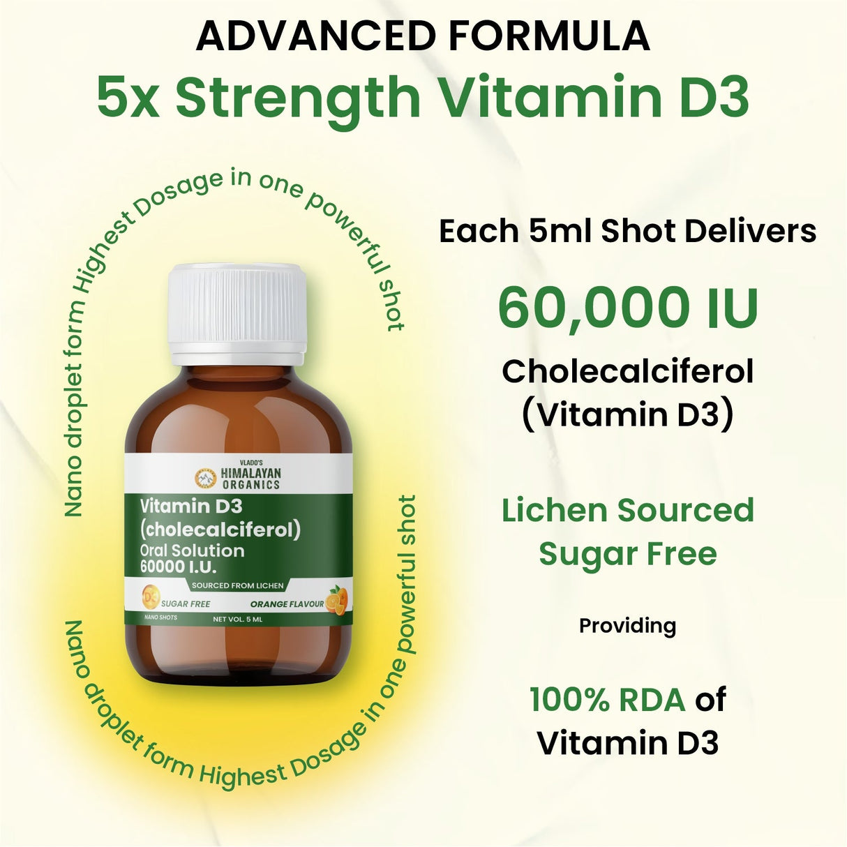 Vlado's Himalayan Organics, Vitamin D3 60000 IU Shots, 5ml Each - Pack of 8