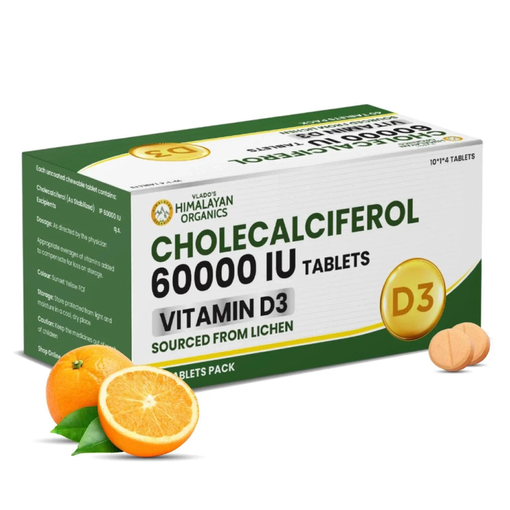 Vlado’s Himalayan Organics Vitamin D3 60000 IU Tablets | Orange | 40 Tabs