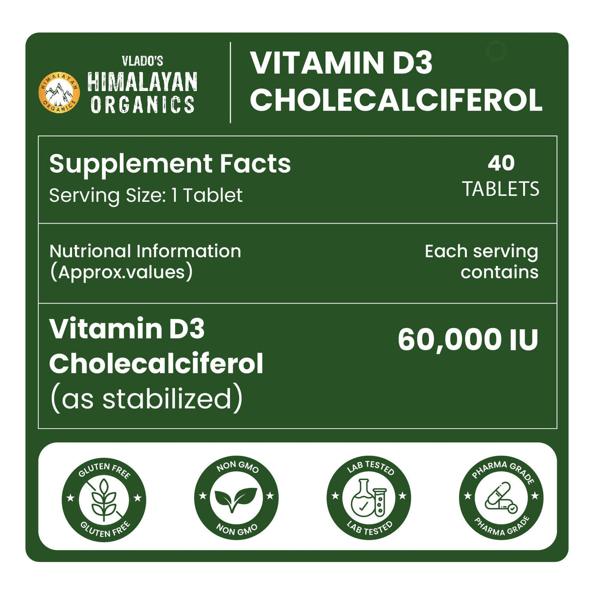 vlado’s himalayan organics vitamin d3 60000 iu tablets 
