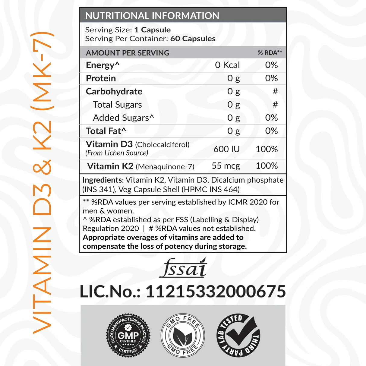 AS-IT-IS ATOM Vitamin D3 & K2 (MK-7) - 60 Capsules