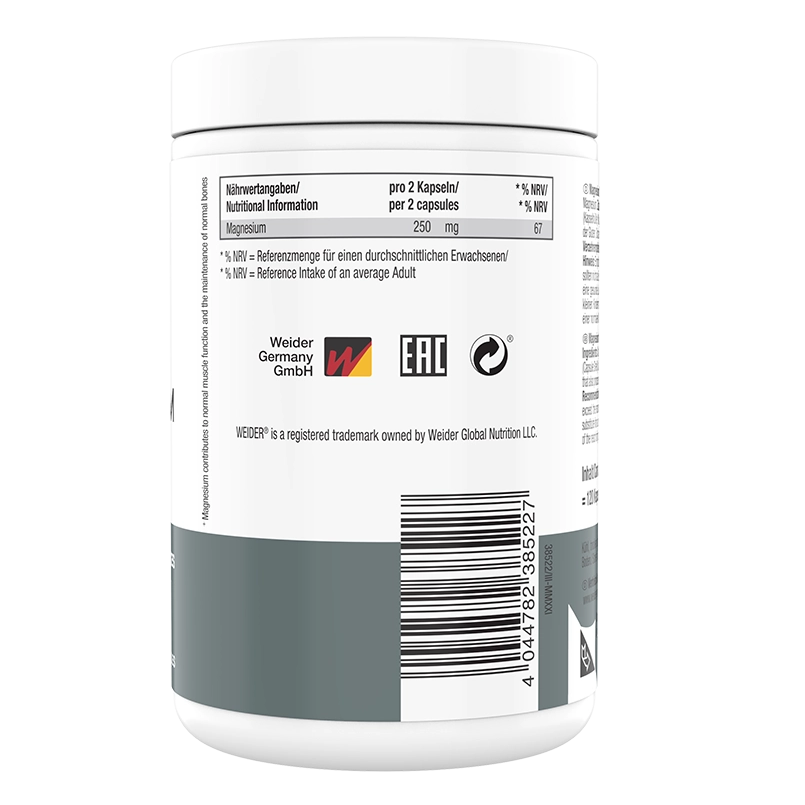 Weider Magnesium Capsules | 250mg per Serving | 120 Count