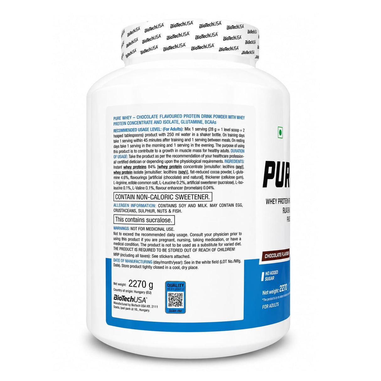 BiotechUSA 100% Pure Whey Protein - 2.27 kg