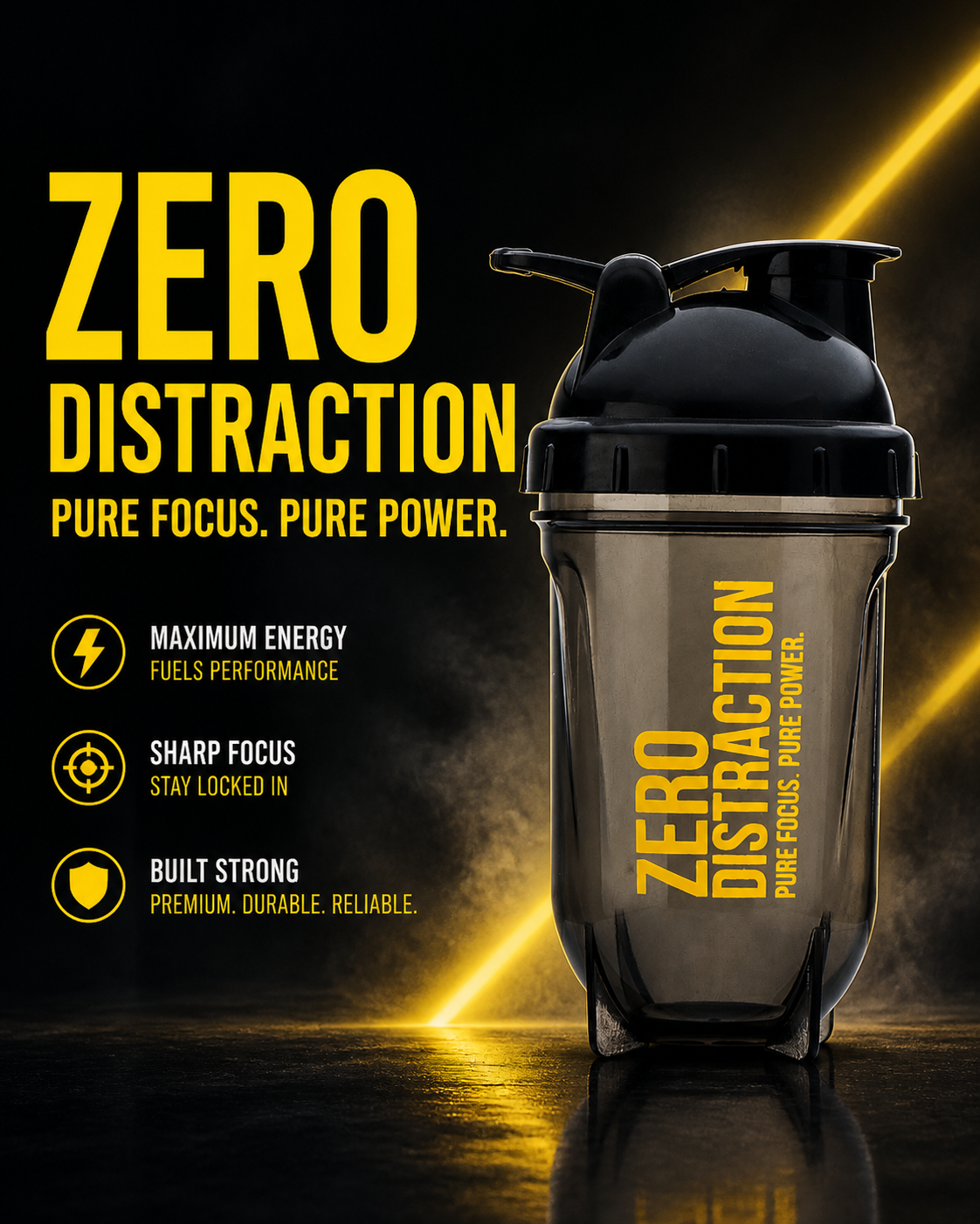 Gayor Essentials Zero Distraction Gym Shaker Bottle | 500ml | Black Yellow