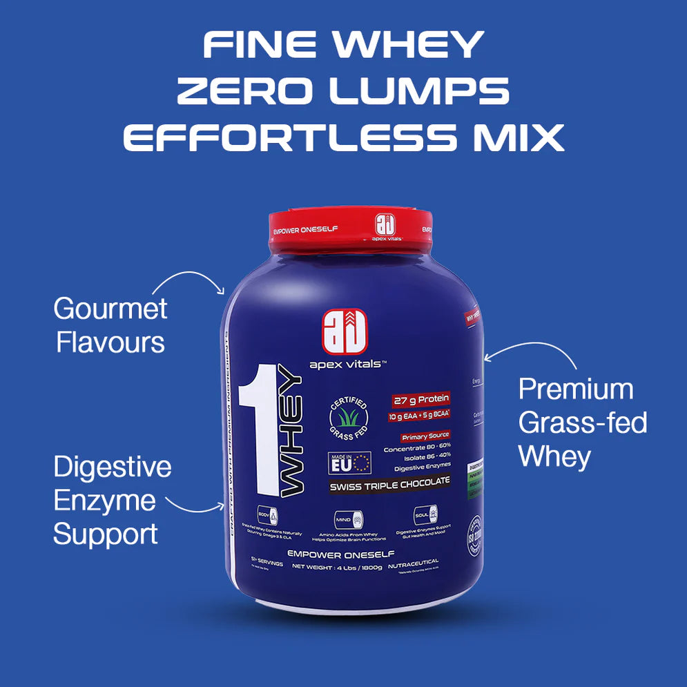 Apex Vitals 1 Whey with Digestive Enzymes - 4 Lbs