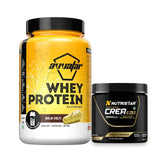 Avvatar Whey Protein Powder 1 Kg + Nutristar Micronized CREA Gold Creatine Monohydrate 250g (83 Servings) - Daily Muscle Recovery & Strength Combo