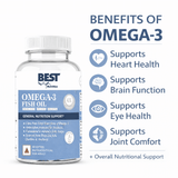 Best Nutrition 4X Omega 3 Fish Oil | 1300 mg High Strength Softgels | 60 Tablets