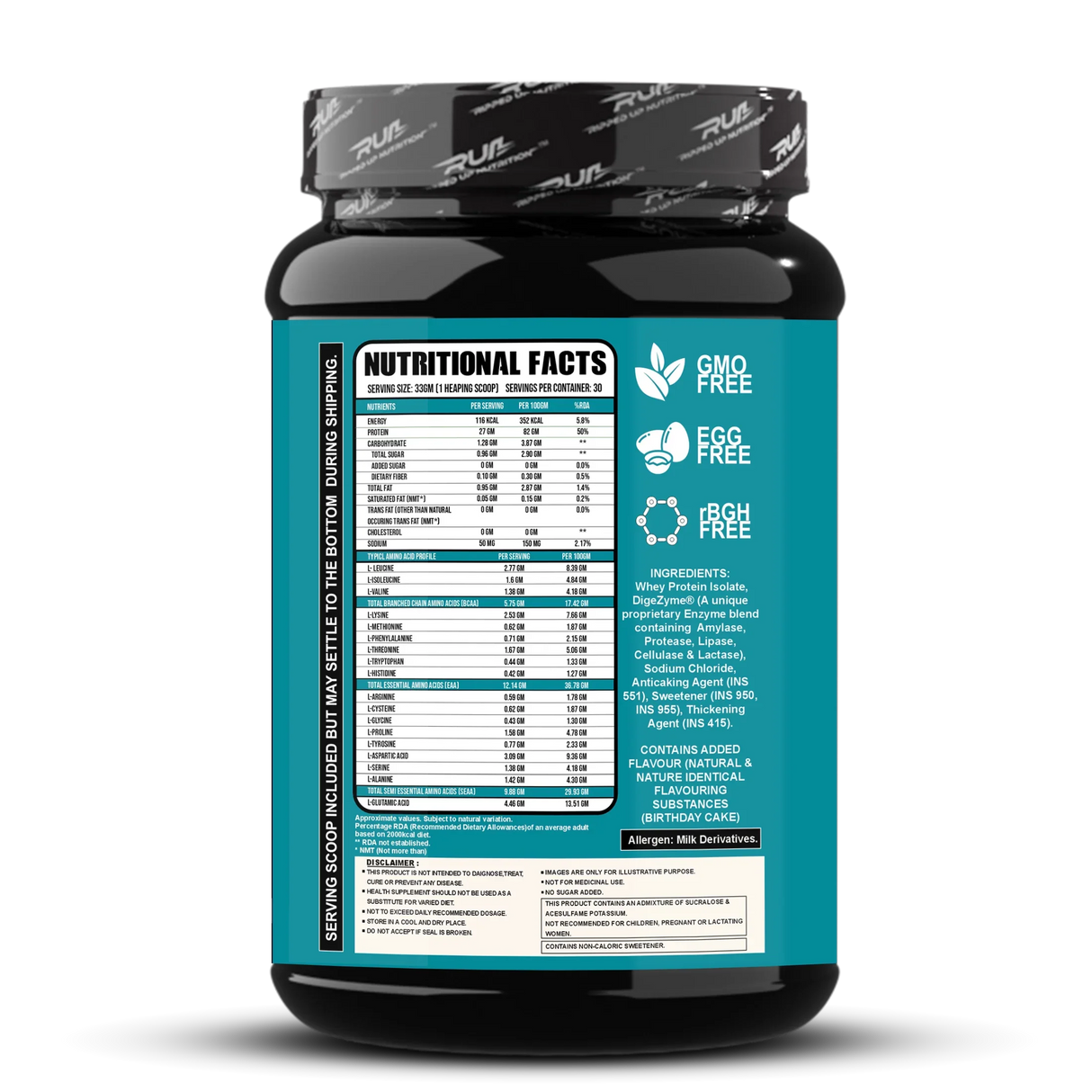 Ripped Up Nutrition 100% Whey Protein Isolate 1 Kg, 30 Servings