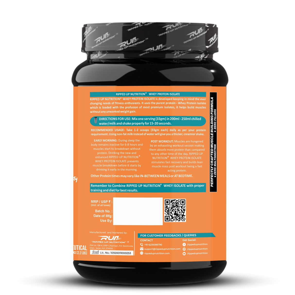 Ripped Up Nutrition 100% Whey Protein Isolate 1 Kg, 30 Servings