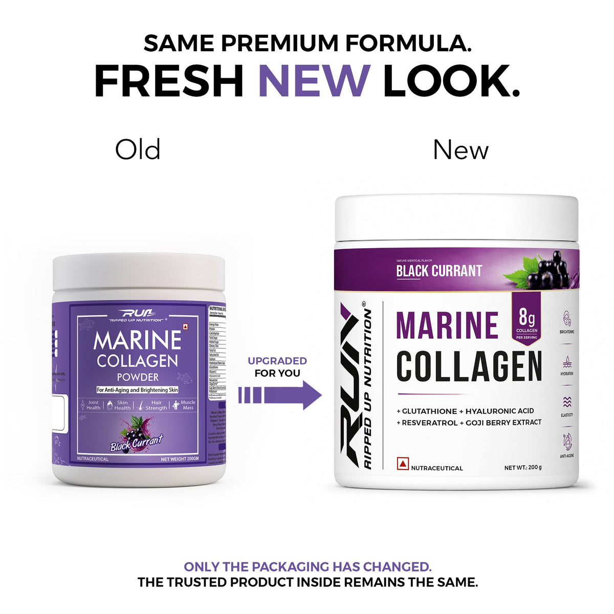 Ripped Up Nutrition Marine Collagen | 8.9g Collagen with Glutathione & Goji Berry | 200g, 20 Servings