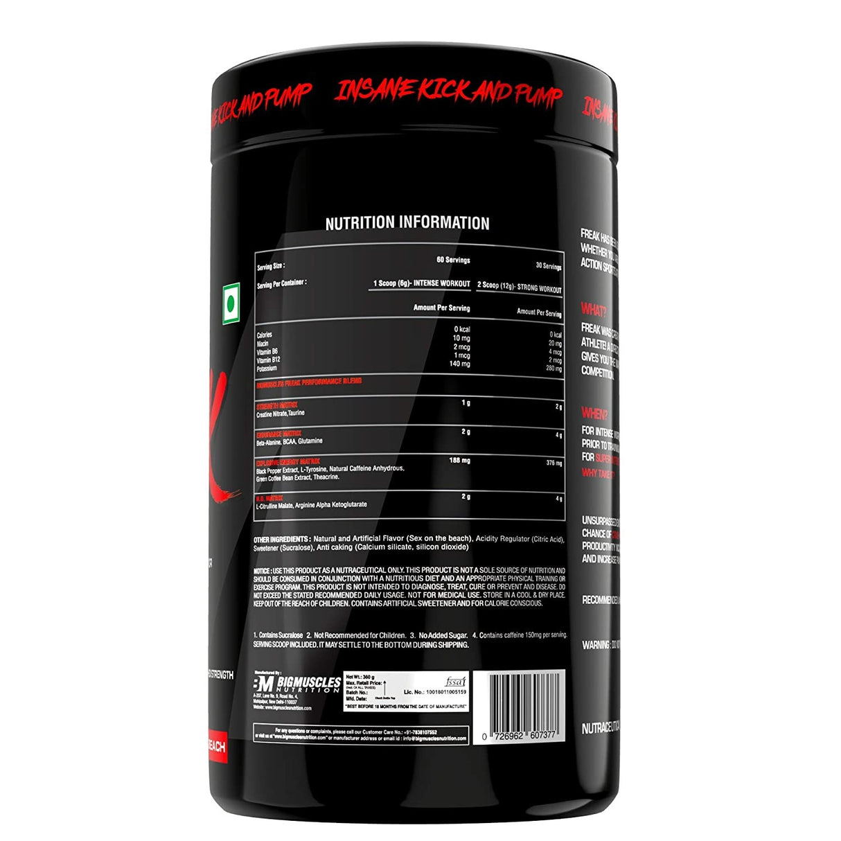 Big Muscles Nutrition Freak Pre-Workout, 60 Servings