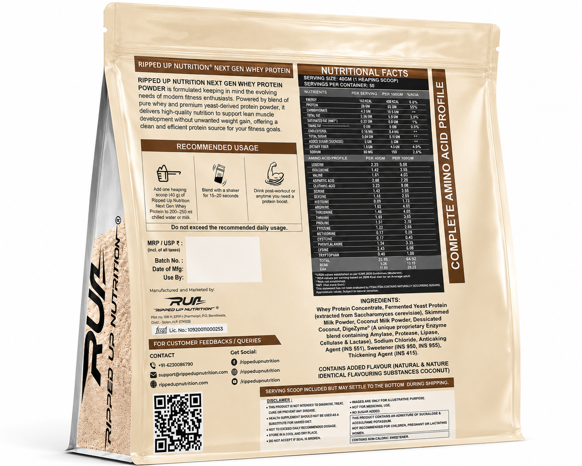 Ripped Up Nutrition Next Gen Protein | 26g Protein | Muscle Recovery Support | 1 Kg, 25 Servings (Pack of 2)