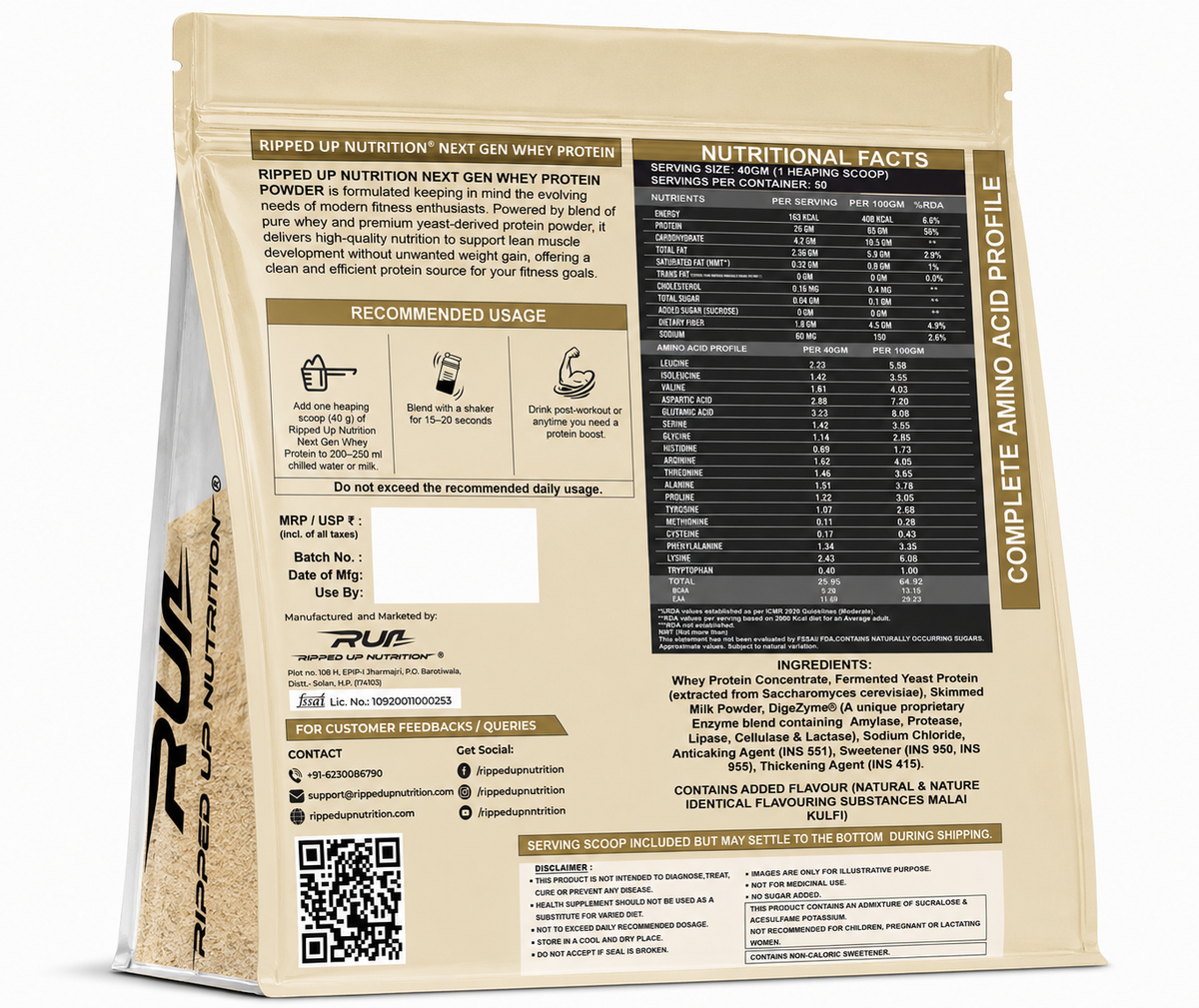 Ripped Up Nutrition Next Gen Protein | 26g Protein | Muscle Recovery Support | 1 Kg, 25 Servings (Pack of 2)