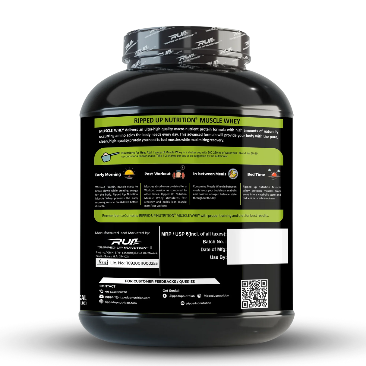 Ripped Up Nutrition Muscle Whey 1.8 Kg, 50 Servings