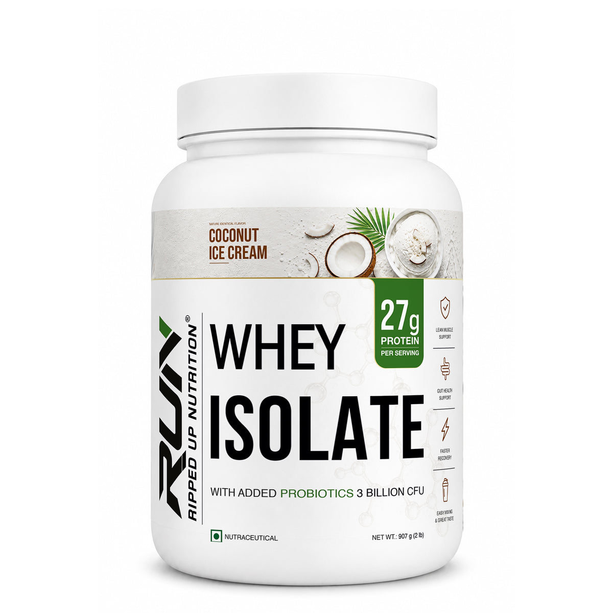 Ripped Up Nutrition Whey Protein Isolate | 27g Protein, Low Carb & Fat | 907g, 30 Servings