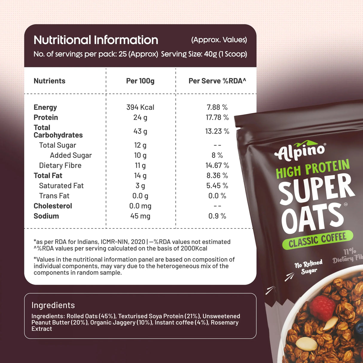 Alpino High Protein Super Rolled Oats - 1 Kg