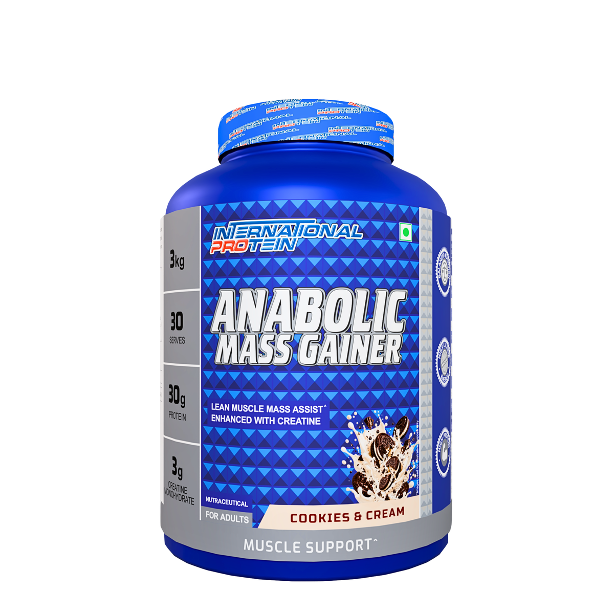 International Protein Anabolic Mass Gainer 3kg | 30g Protein | 3g Creatine | 30 Servings