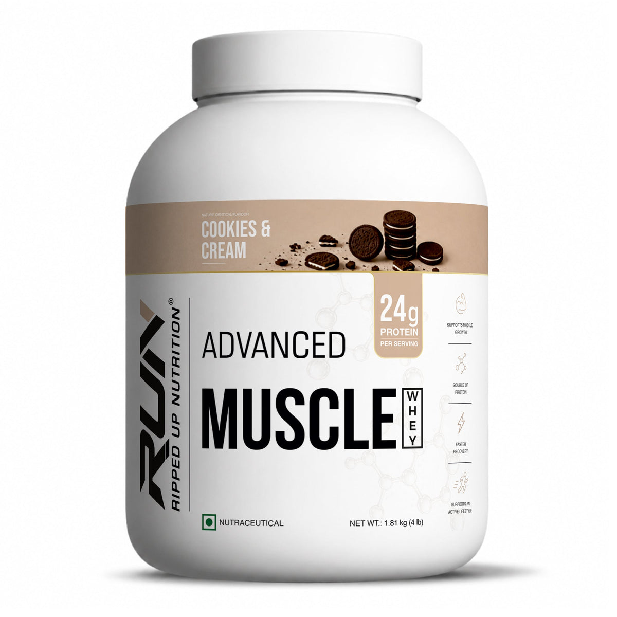 Ripped Up Nutrition Muscle Whey | 24g Protein, Low Carb Formula | 1.81 Kg, 50 Servings