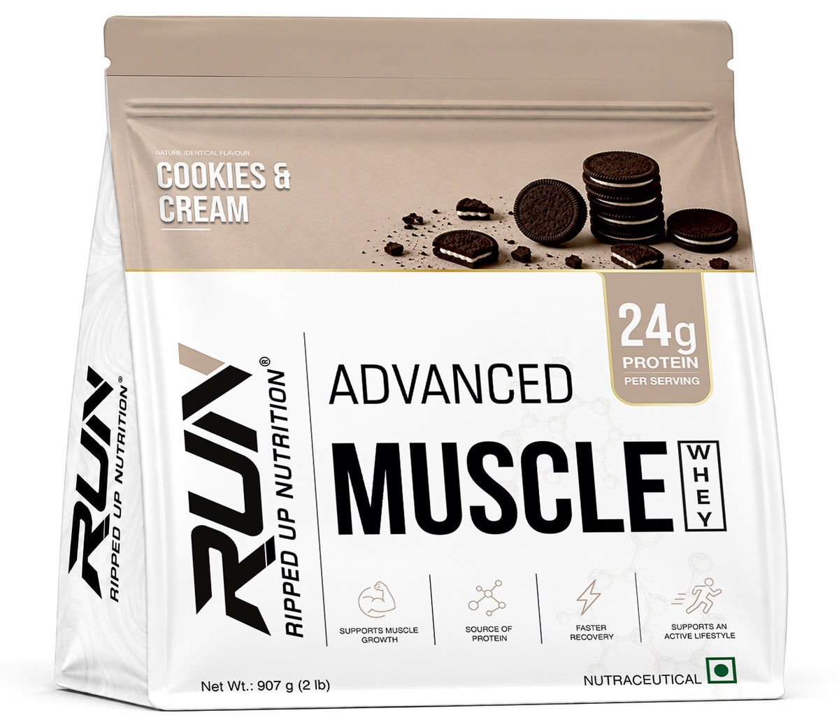Ripped Up Nutrition Muscle Whey | 24g Protein, Low Carb Formula | 907g, 27 Servings