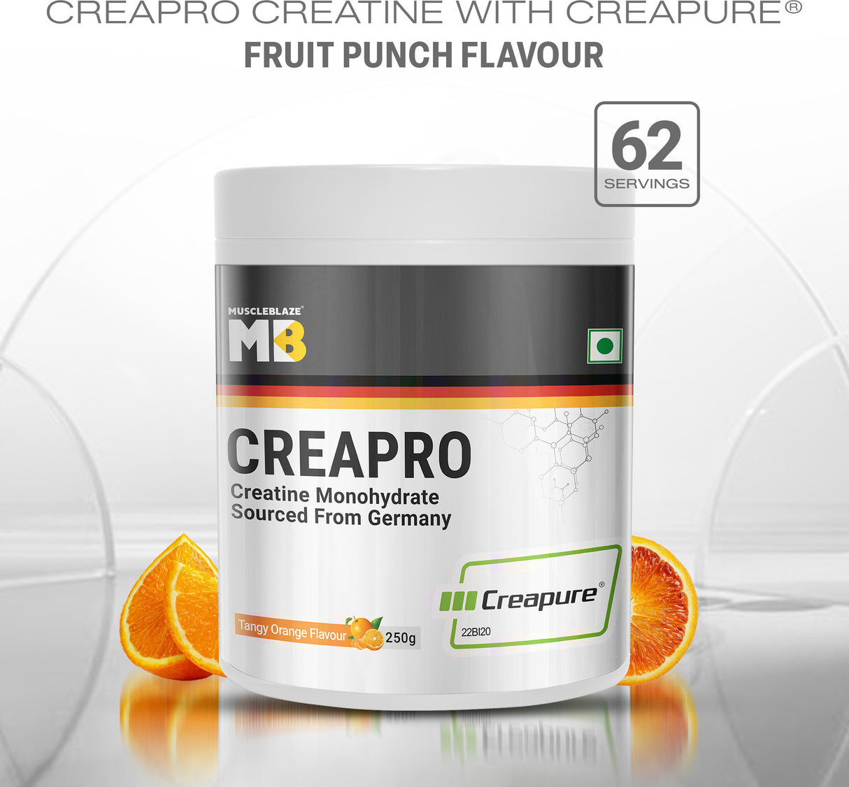 MuscleBlaze Creapro Creatine Powder 250g | Creapure® | 62 Servings
