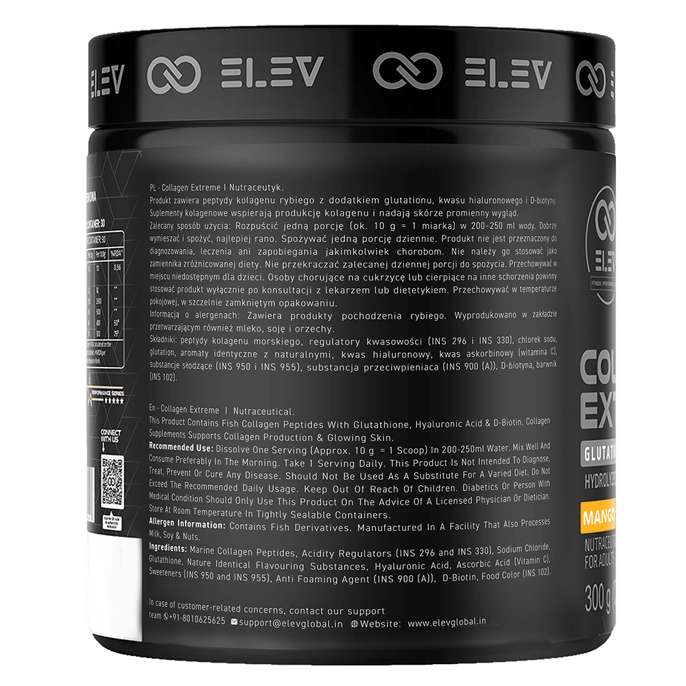 Elev Marine Collagen Extreme | Glutathione, Hyaluronic Acid & D-Biotin | 300g | 30 Servings