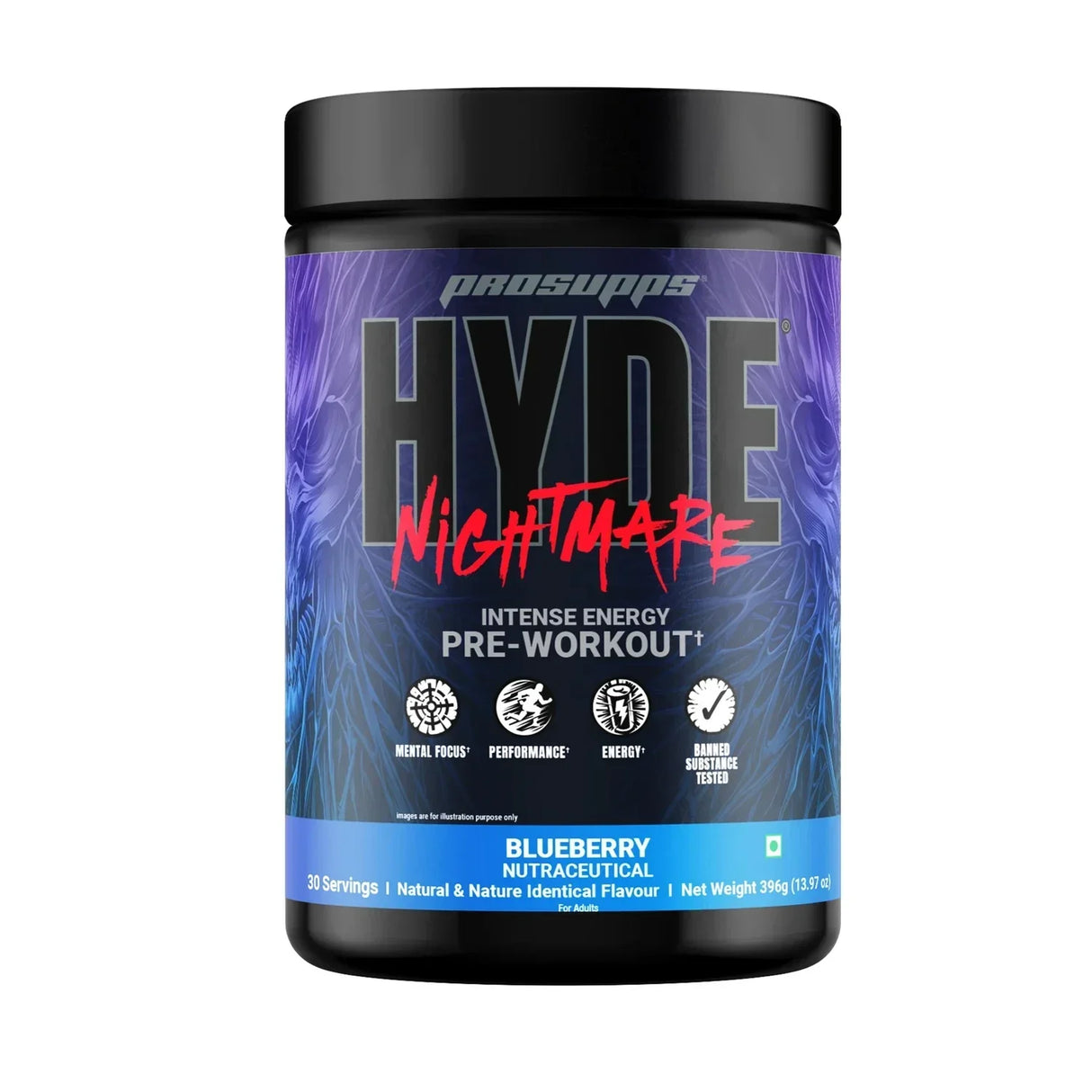 ProSupps HYDE Nightmare Intense Pre-Workout (30 Servings) + Nutristar Micronized CREA Gold Creatine Monohydrate 250g (83 Servings) - Extreme Energy & Power Combo