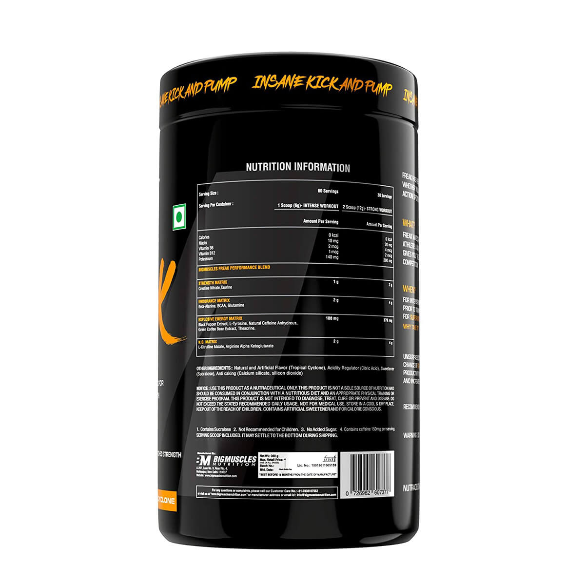 Big Muscles Nutrition Freak Pre-Workout, 60 Servings