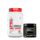 GNC Pro Performance 100% Whey Protein 2 Lbs + Nutristar Micronized CREA Gold Creatine Monohydrate 250g (83 Servings) - Lean Muscle Starter Stack