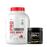 GNC Pro Performance 100% Whey Protein 4 Lbs + Nutristar Micronized CREA Gold Creatine Monohydrate 250g (83 Servings) - High-Performance Strength Combo
