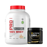 GNC Pro Performance 100% Whey Protein 4 Lbs + Nutristar Micronized CREA Gold Creatine Monohydrate 250g (83 Servings) - High-Performance Strength Combo