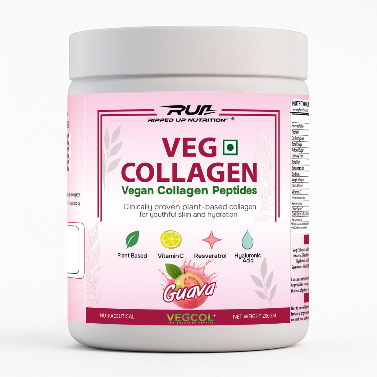 Ripped Up Nutrition Veg Collagen | Plant-Based Skin & Joint Support | 200g, 20 Servings