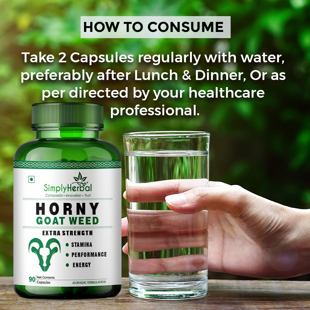 Simply Herbal Horny Goat Weed | Maca Root Extract | 90 Veg Capsules