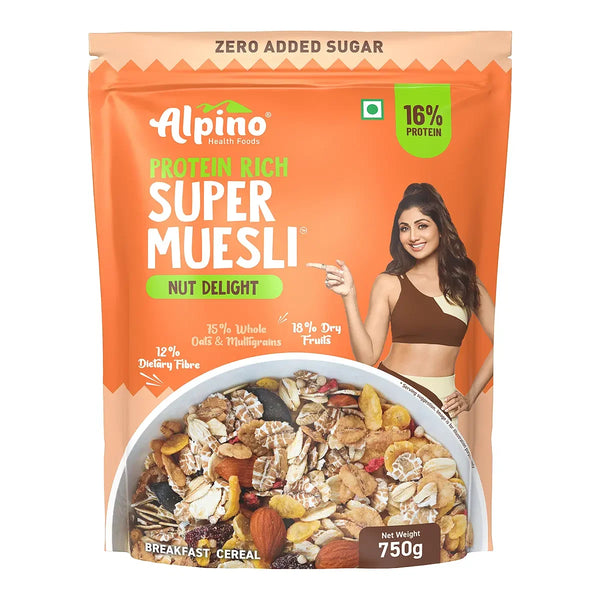 Buy Alpino Protein Rich Super Muesli Nut Delight 750g online at Nutristar health supplement store