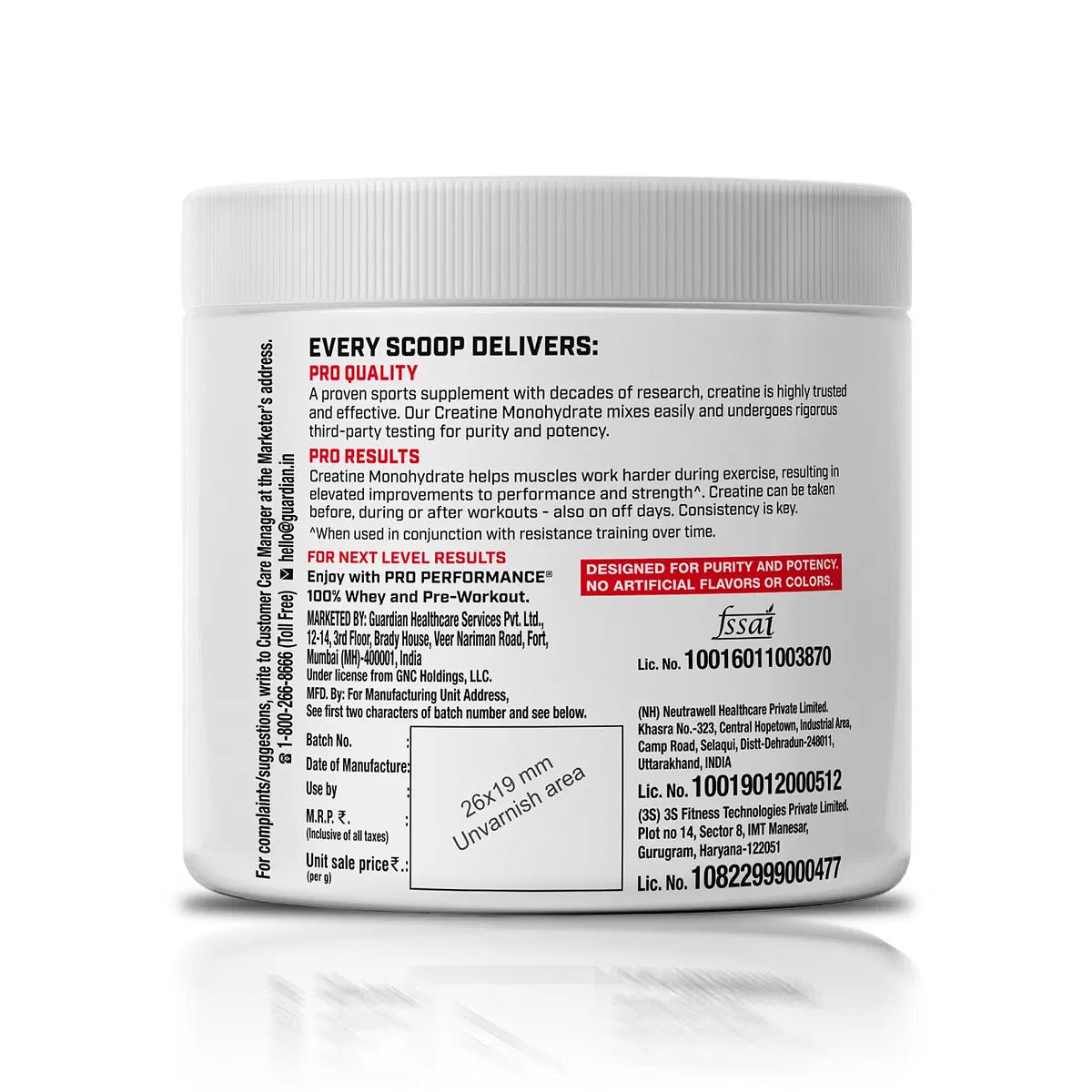 GNC Pro Performance Creatine Monohydrate , 250 Gms