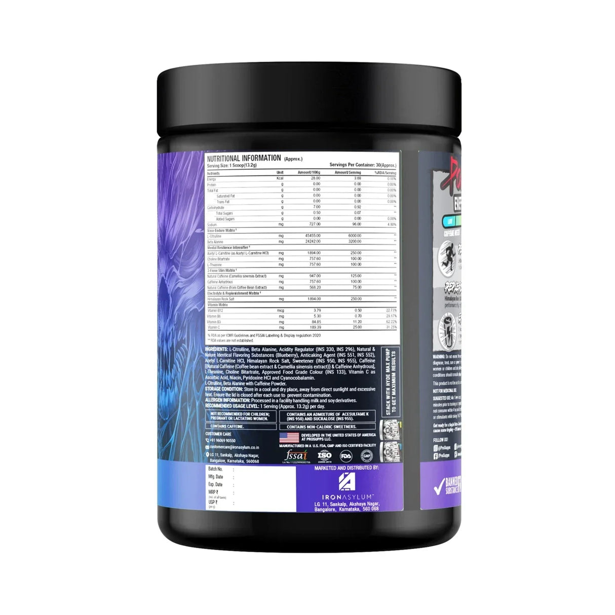 ProSupps HYDE Nightmare Intense Pre-Workout (30 Servings) + Nutristar Micronized CREA Gold Creatine Monohydrate 250g (83 Servings) - Extreme Energy & Power Combo