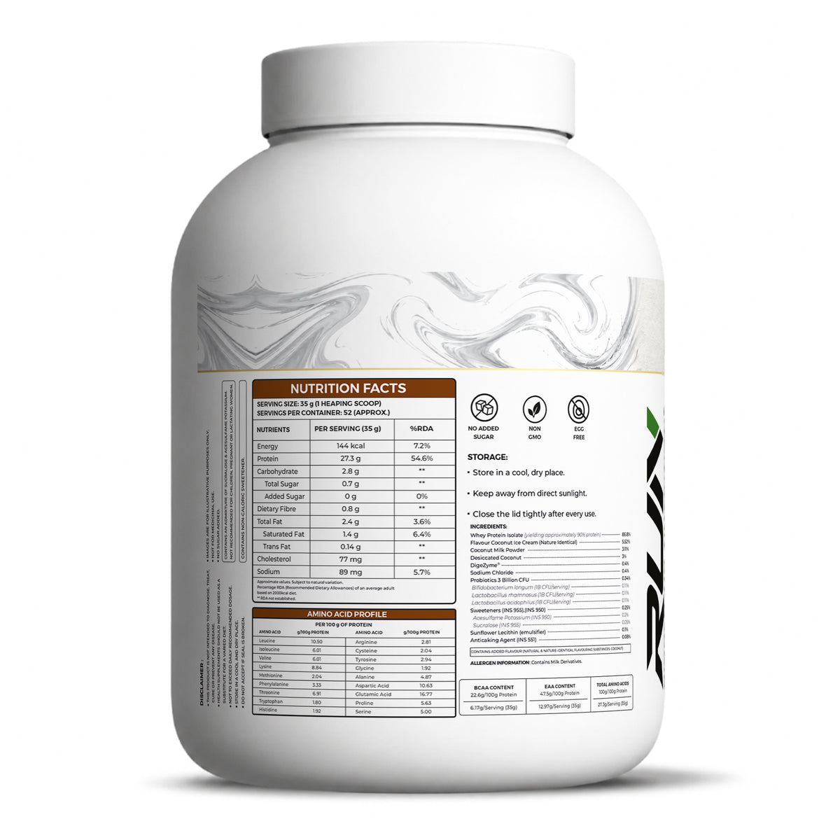 Ripped Up Nutrition Whey Protein Isolate | 27g Protein, Low Carb & Fat | 1.81 Kg, 55 Servings
