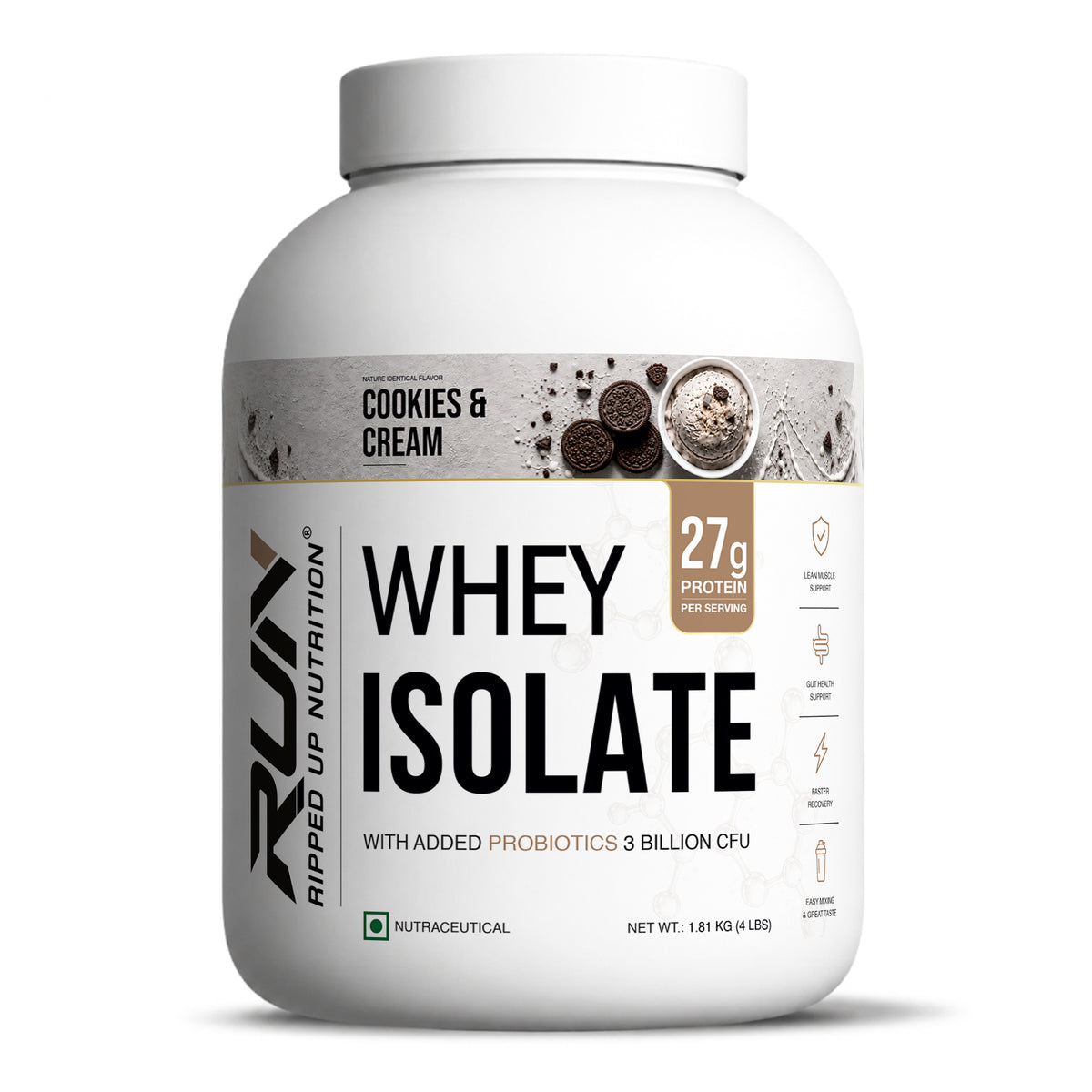 Ripped Up Nutrition Whey Protein Isolate | 27g Protein, Low Carb & Fat | 1.81 Kg, 55 Servings