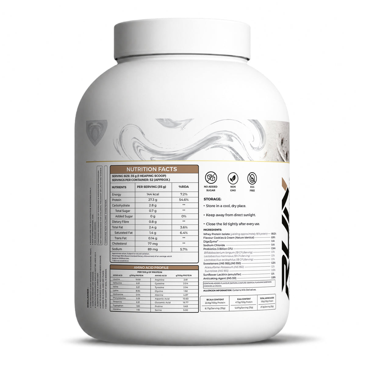 Ripped Up Nutrition Whey Protein Isolate | 27g Protein, Low Carb & Fat | 1.81 Kg, 55 Servings