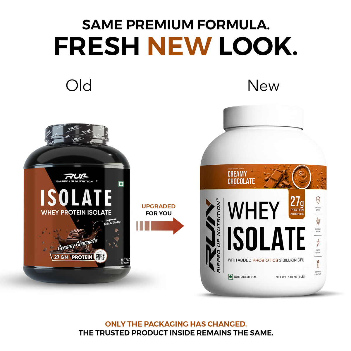 Ripped Up Nutrition Whey Protein Isolate | 27g Protein, Low Carb & Fat | 1.81 Kg, 55 Servings