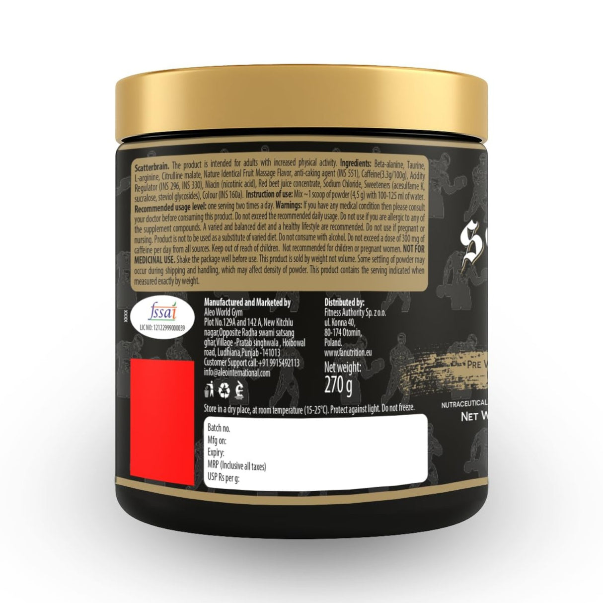 Kevin Levrone Scatterbrain Pre-Workout, 270 Gm - 60 Servings