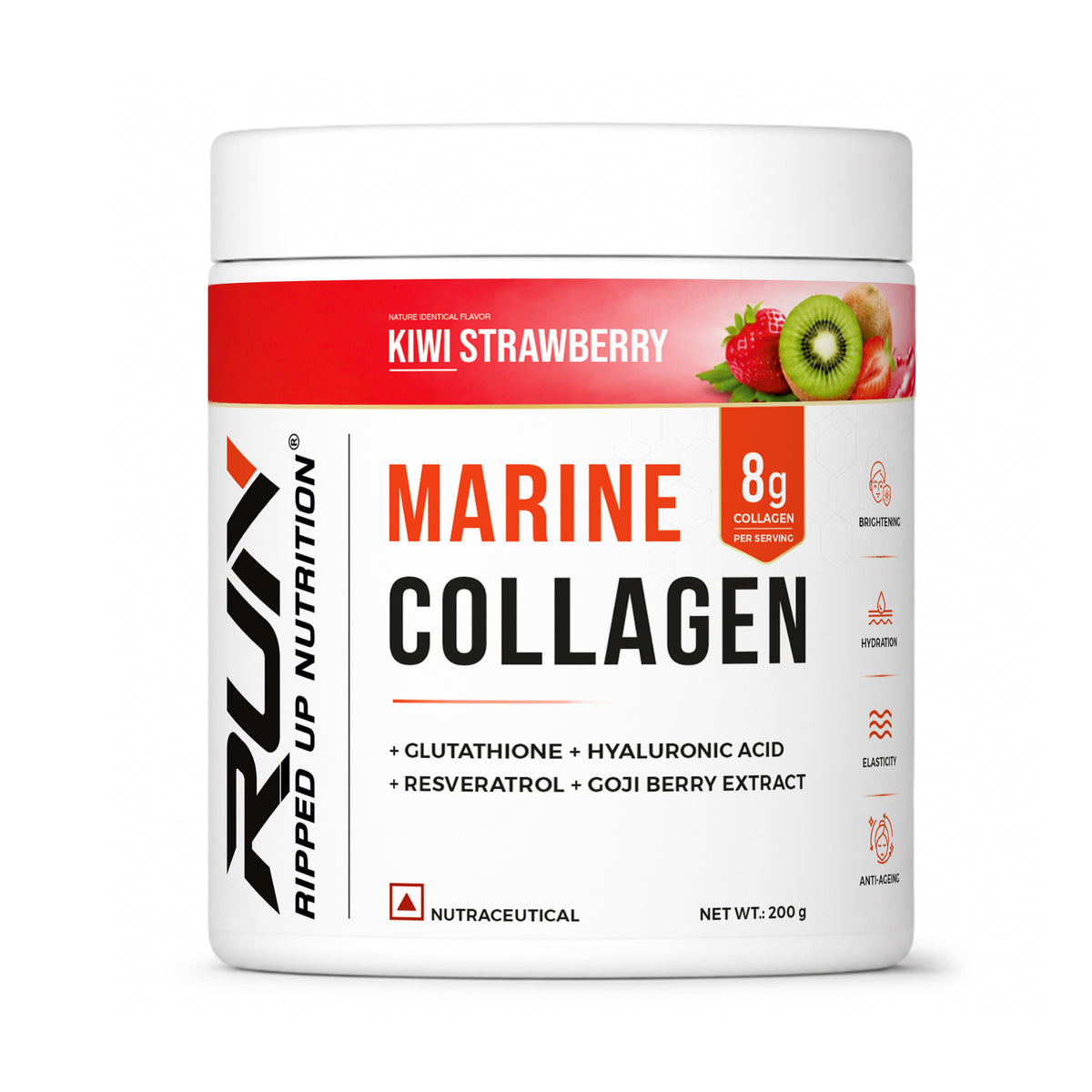 Ripped Up Nutrition Marine Collagen | 8.9g Collagen with Glutathione & Goji Berry | 200g, 20 Servings