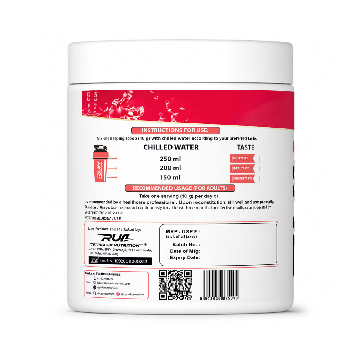 Ripped Up Nutrition Marine Collagen | 8.9g Collagen with Glutathione & Goji Berry | 200g, 20 Servings (Pack of 2)