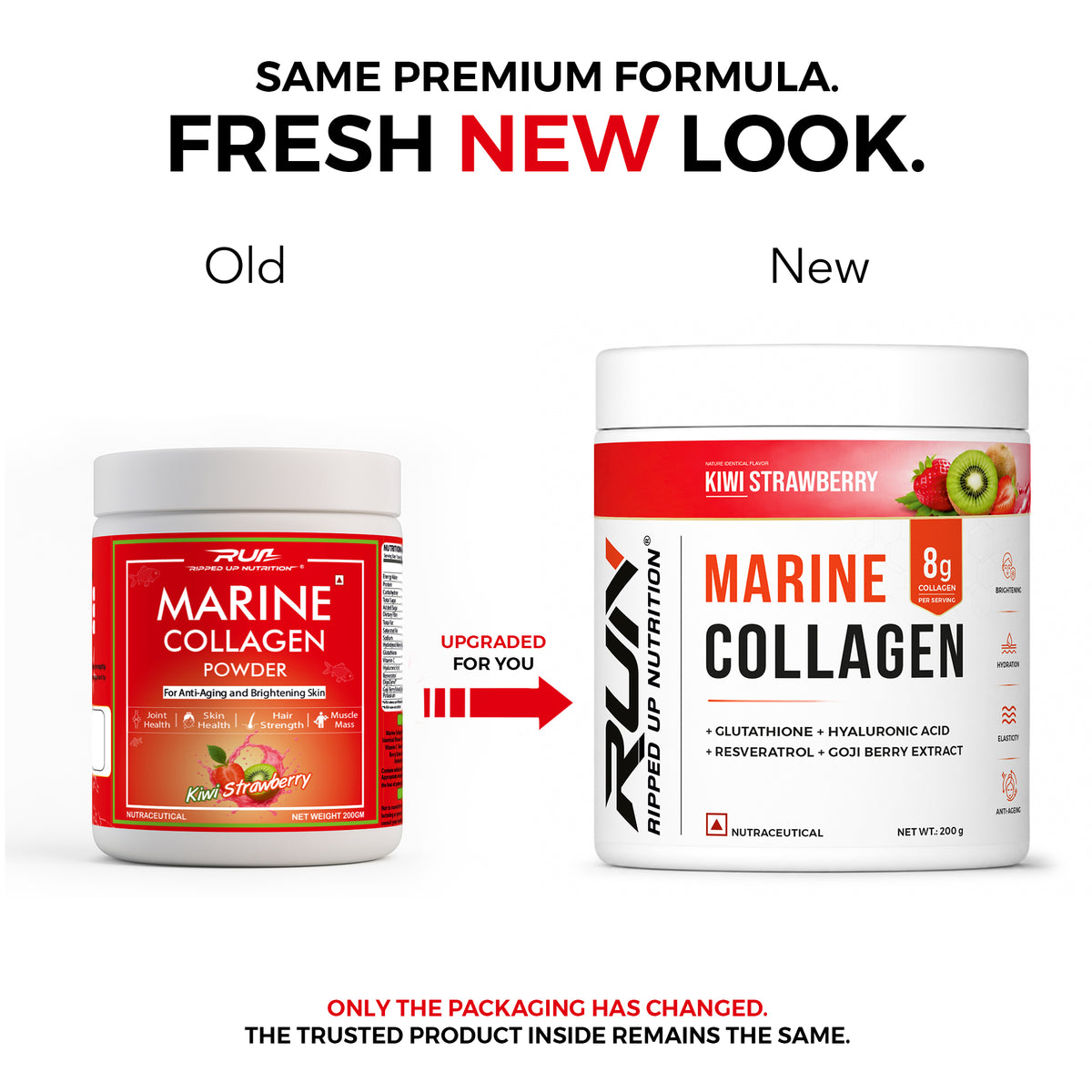 Ripped Up Nutrition Marine Collagen | 8.9g Collagen with Glutathione & Goji Berry | 200g, 20 Servings
