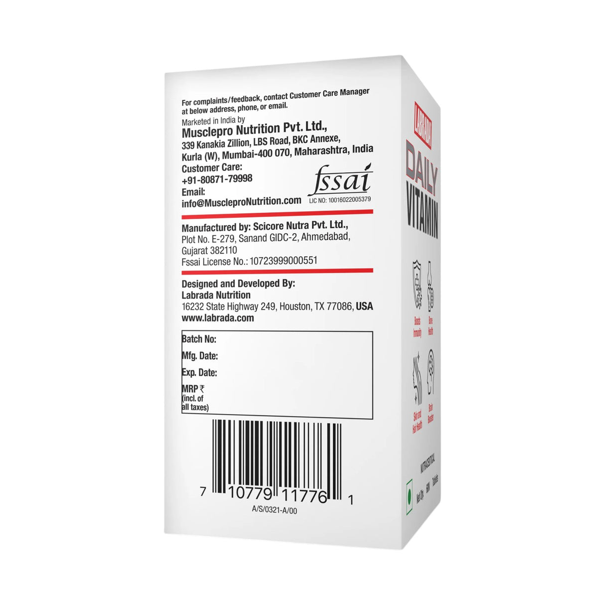 Labrada Daily Multivitamin | Health & Immunity Booster with Zinc & Vitamin C | 60 Tablets